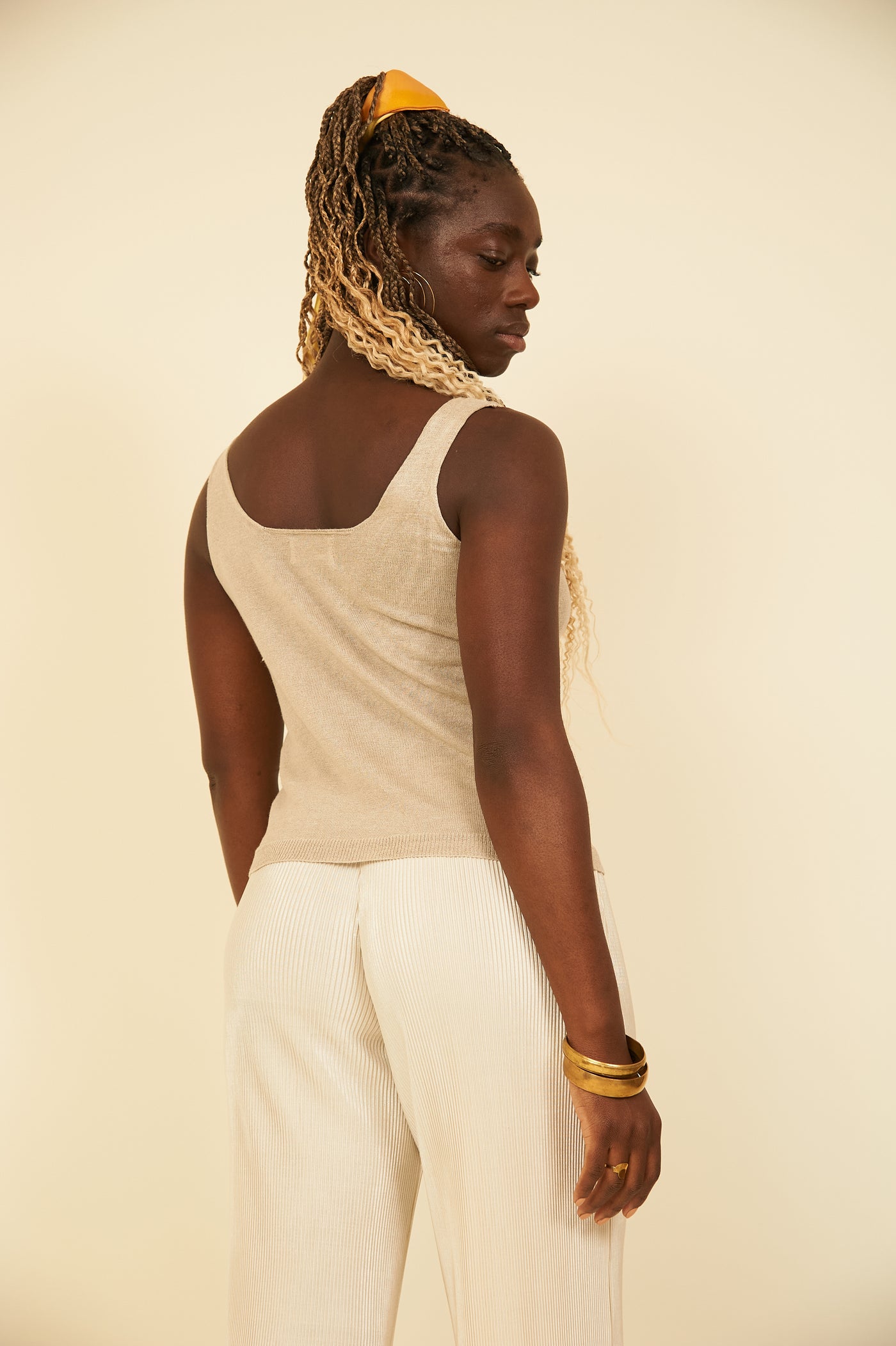 NATURAL French linen tank top